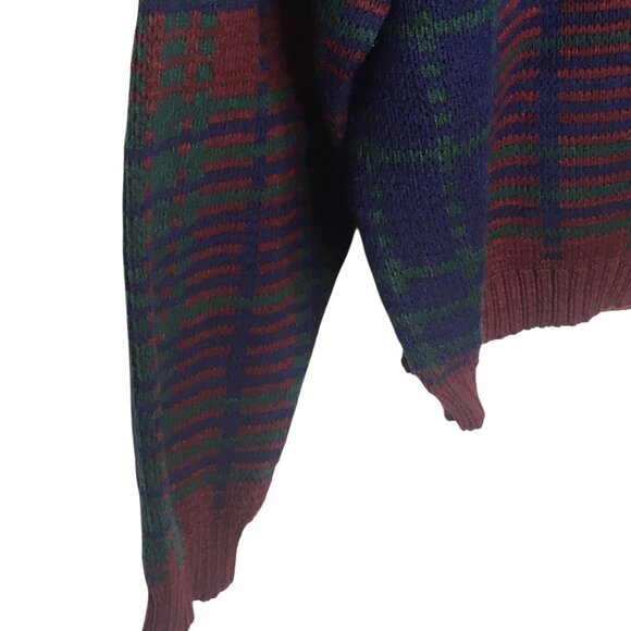 Vintage American Weekend Grandpa Sweater Cosby Mens Large Plaid Pullover 90s - Picture 9 of 12